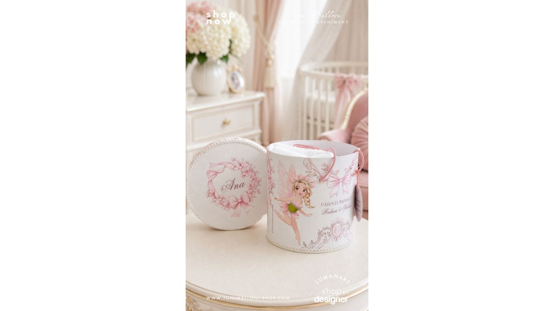 Trusou de Botez Bow Fairy Garden Personalizat pentru Fetițe 1